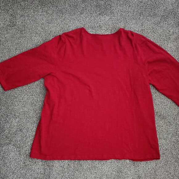 ***CJ Banks 2X Pull Over Top Shirt 100% Cotton Blouse Tee Shirt 3/4 Sleeve*** - Picture 2 of 9